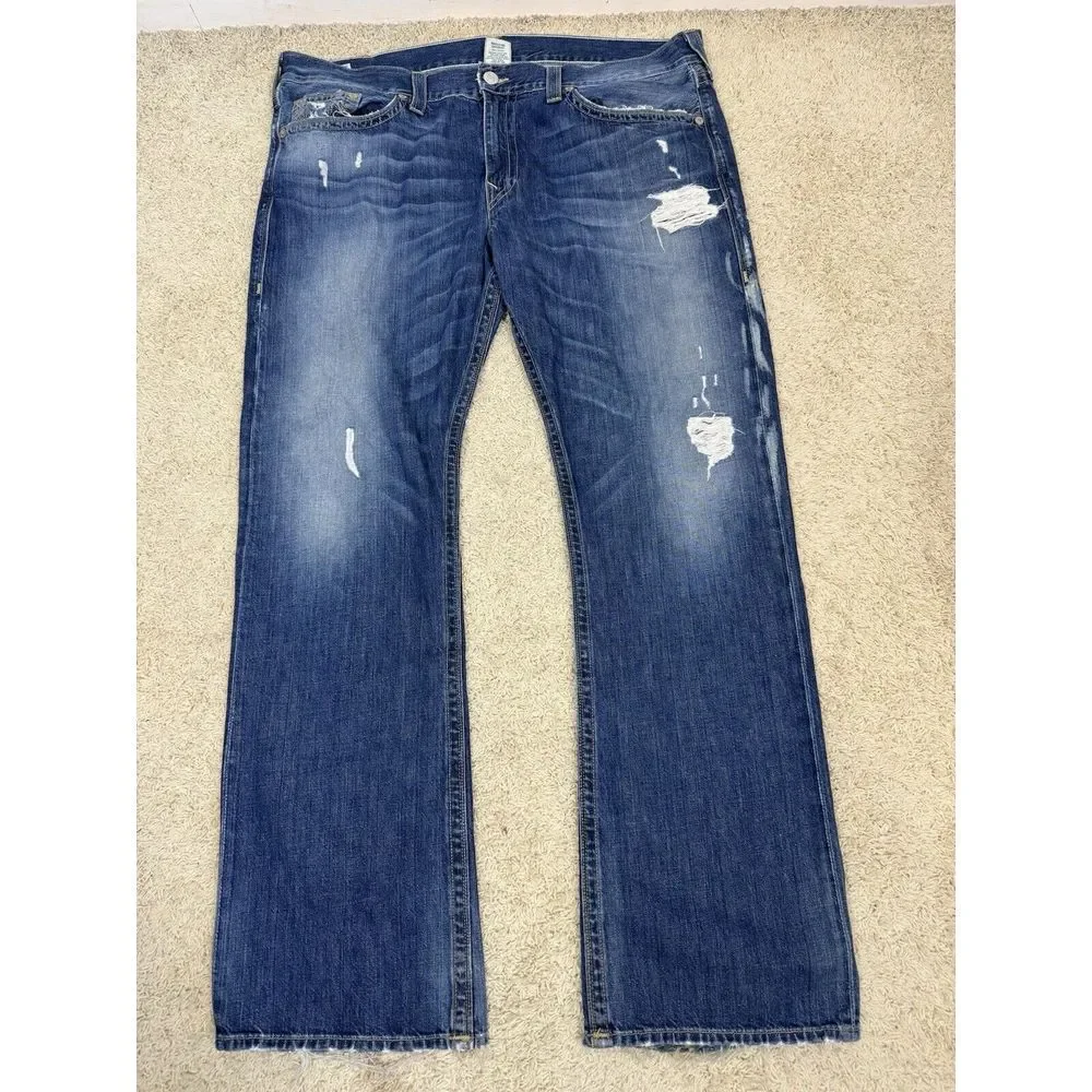 True Religion Mens Bobby Super T Jeans Thick Stitch Flap Pockets‎ Size 42 X 33